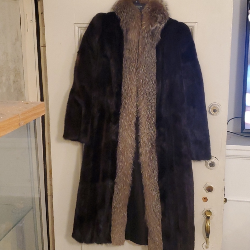 Mink coat with Silver Fox trim